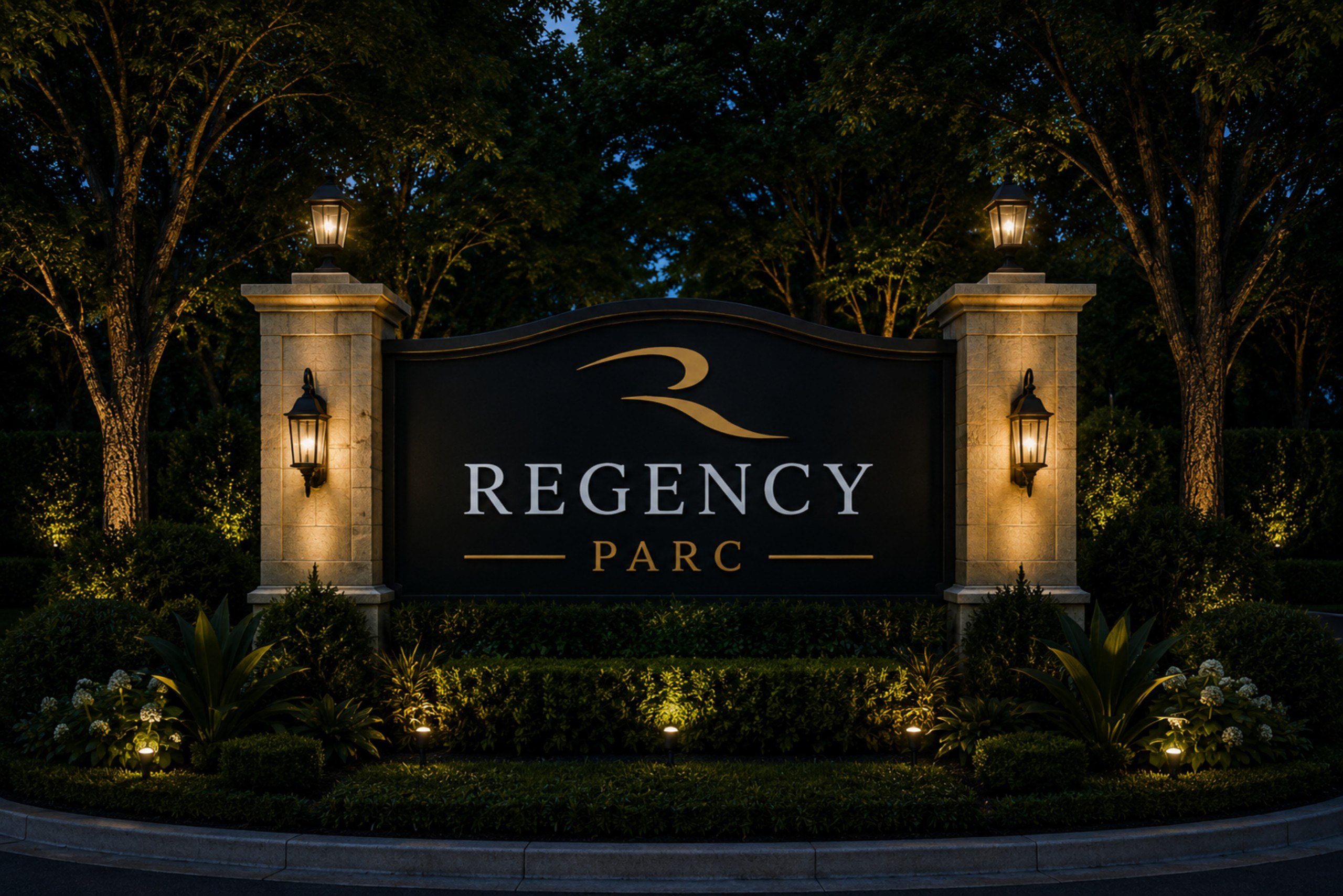 Regency Parc entrance monument rendering